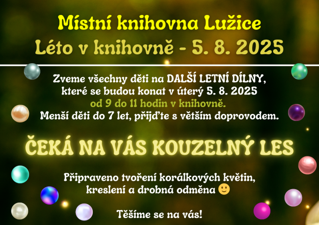 Místní knihovna Lužice - Letní dílny 5. 8. 2025