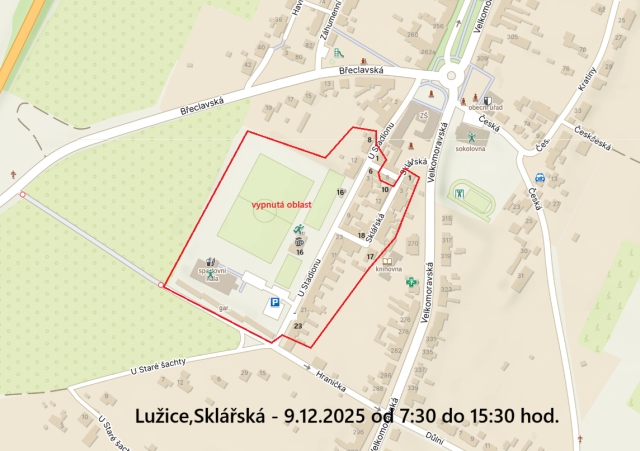 Oznámení o přerušení dodávky elektrické energie - 9. 12. 2025