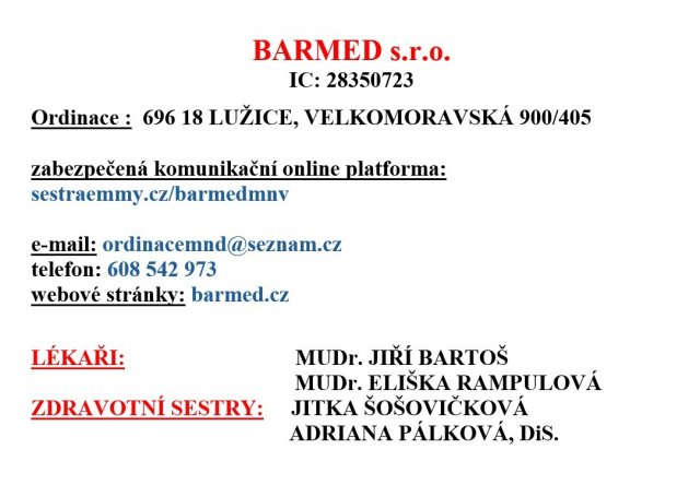 MND - Praktický lékař pro dospělé - MUDr. Jiří Bartoš, MUDr. Lenka Smejkalová