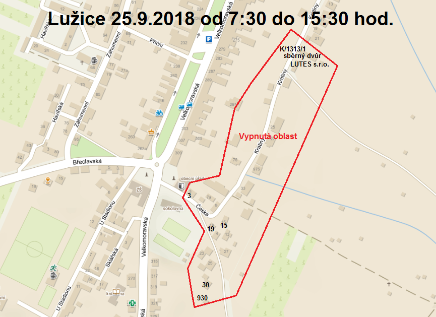 Oznámení o přerušení dodávky elektrické energie - 25. 9. 2018