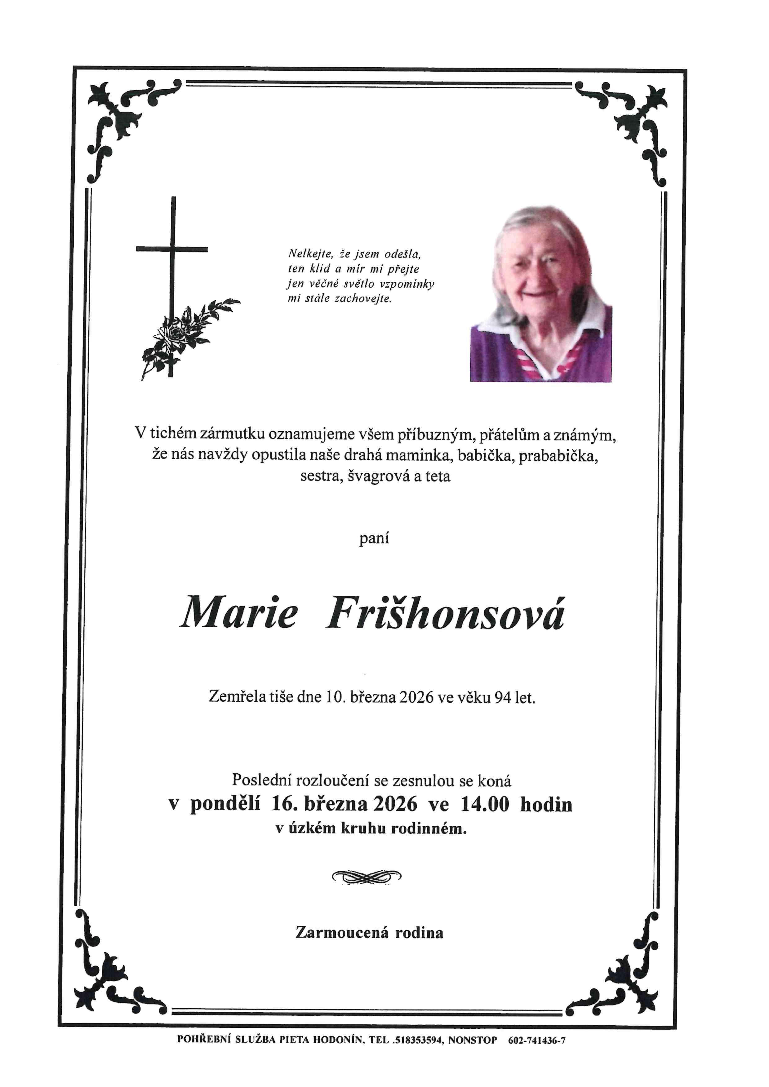Smuteční oznámení 2026
