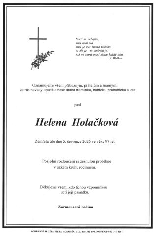 Smuteční oznámení 2026