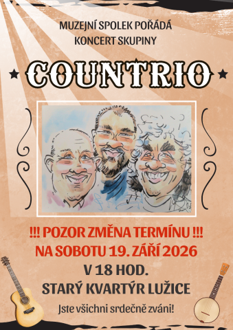 Koncert skupiny COUNTRIO na Starém kvartýru - ZMĚNA TERMÍNU!