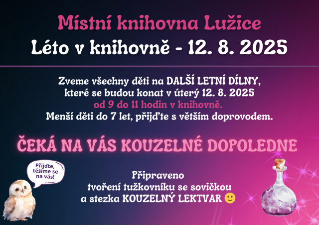 Místní knihovna - Letní dílny 12. 8. 2025