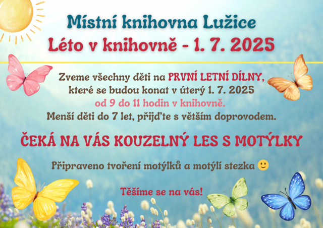 Místní knihovna - první letí dílny v úterý 1. 7. 2025