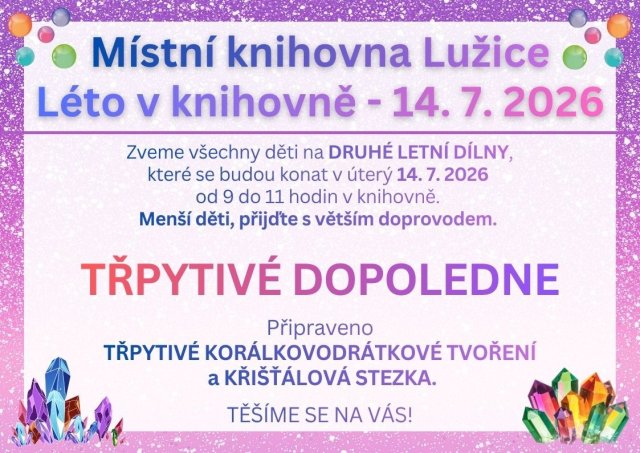 Léto v knihovně - druhé letní dílny 14. 7. 2026