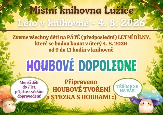 Léto v knihovně - třetí letní dílny 4. 8. 2026