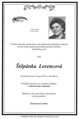 Smuteční oznámení 2026