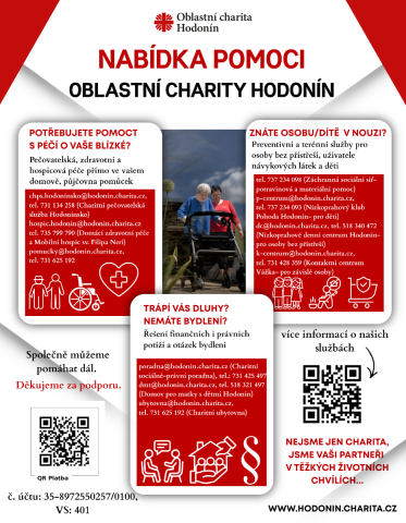 Nabídka pomoci Oblastní charity Hodonín