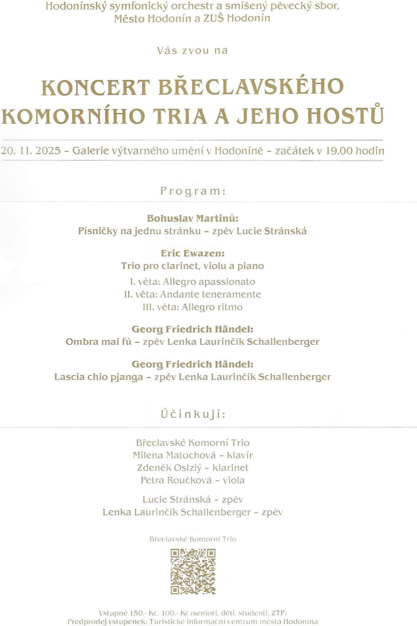 Hodonín - koncert Břeclavského komorního tria a jeho hostů
