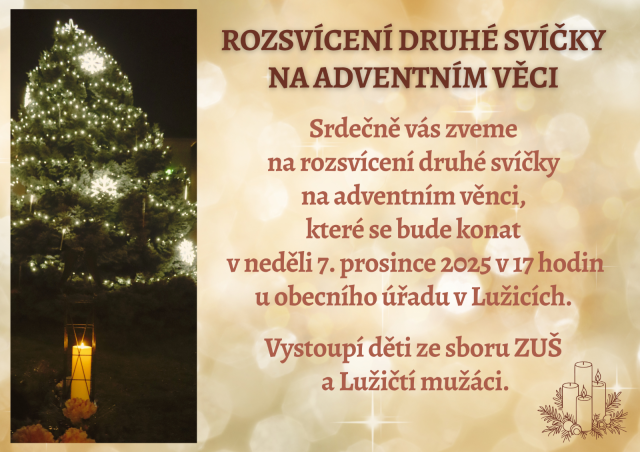 Rozsvícení druhé svíčky na adventním věnci