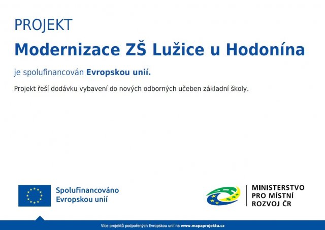 2025 ZŠ Lužice – dodávka nábytku a vybavení